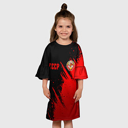 Платье клеш для девочки СССР - черно-красный, цвет: 3D-принт — фото 2