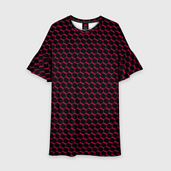 Платье клеш для девочки Чёрно-розовый паттерн соты, цвет: 3D-принт