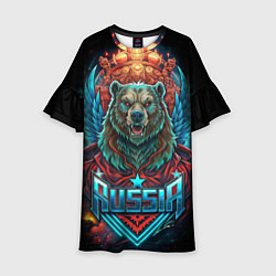 Платье клеш для девочки Суровый русский медведь, цвет: 3D-принт