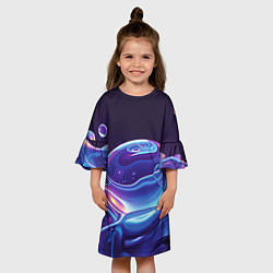 Платье клеш для девочки Космические мыльные пузыри, цвет: 3D-принт — фото 2