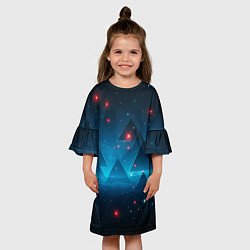 Платье клеш для девочки Пирамиды в космосе абстракции, цвет: 3D-принт — фото 2