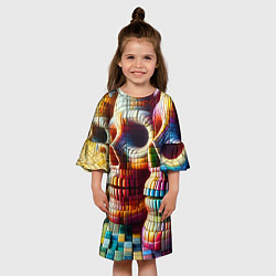 Платье клеш для девочки Три черепа - авангард нейросеть, цвет: 3D-принт — фото 2