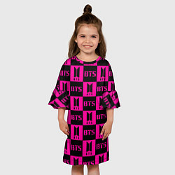 Платье клеш для девочки BTS pattern pink logo, цвет: 3D-принт — фото 2