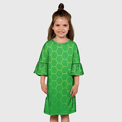 Платье клеш для девочки Шестигранники фисташковый, цвет: 3D-принт — фото 2