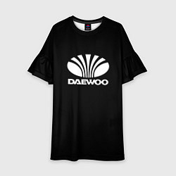 Платье клеш для девочки Daewoo white logo, цвет: 3D-принт