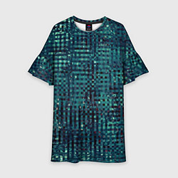 Платье клеш для девочки Сине-бирюзовый абстрактный, цвет: 3D-принт