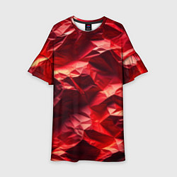 Платье клеш для девочки Эффект текстуры мятой красной бумаги, цвет: 3D-принт