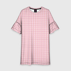 Платье клеш для девочки Розовый паттерн клетка, цвет: 3D-принт