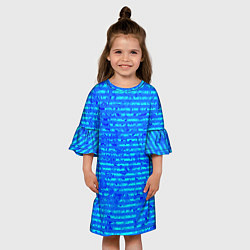Платье клеш для девочки Яркий голубой абстрактный полосатый, цвет: 3D-принт — фото 2