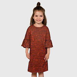 Платье клеш для девочки Чёрно-оранжевый полосатый, цвет: 3D-принт — фото 2
