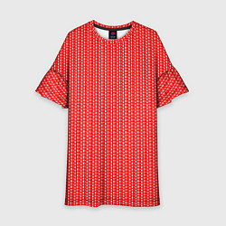 Платье клеш для девочки Красный в белые маленькие полоски, цвет: 3D-принт