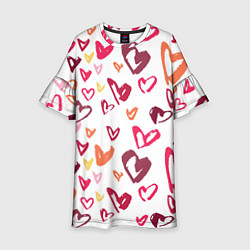 Платье клеш для девочки Сердечки паттерн, цвет: 3D-принт