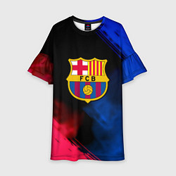 Платье клеш для девочки Barcelona fc club gradient smoke, цвет: 3D-принт