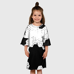Платье клеш для девочки Juventus hexagon black sport, цвет: 3D-принт — фото 2