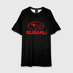 Платье клеш для девочки Subaru red logo, цвет: 3D-принт