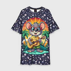 Платье клеш для девочки Грызун играет на гитаре жарким летом, цвет: 3D-принт