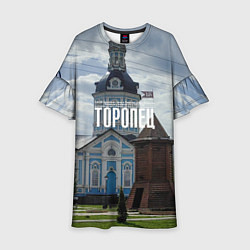 Платье клеш для девочки Торопец Сторожевая башня, цвет: 3D-принт