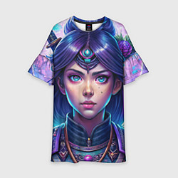 Платье клеш для девочки Девушка самурай фэнтези стайл - big pictures, цвет: 3D-принт