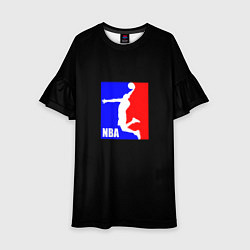 Платье клеш для девочки НБА спорт лого, цвет: 3D-принт