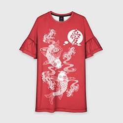 Платье клеш для девочки Карпы кои - любовь, цвет: 3D-принт