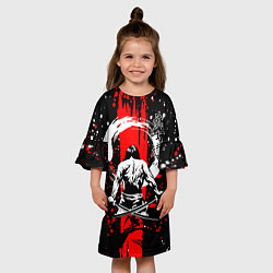 Платье клеш для девочки Самурай с двумя мечами, цвет: 3D-принт — фото 2