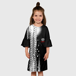 Платье клеш для девочки Тойота - следы от шин, цвет: 3D-принт — фото 2