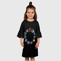 Платье клеш для девочки NASA круг логотипов, цвет: 3D-принт — фото 2