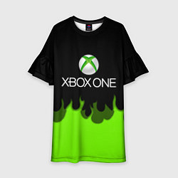 Платье клеш для девочки Xbox green fire, цвет: 3D-принт