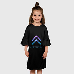 Платье клеш для девочки Citroen logo neon, цвет: 3D-принт — фото 2