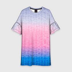 Платье клеш для девочки Tie-dye color gradient: pink-blue, цвет: 3D-принт