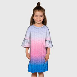 Платье клеш для девочки Tie-dye color gradient: pink-blue, цвет: 3D-принт — фото 2