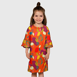 Платье клеш для девочки Яркие ягодки-листочки, цвет: 3D-принт — фото 2