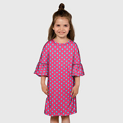 Платье клеш для девочки Паттерн голубые ромбики, цвет: 3D-принт — фото 2