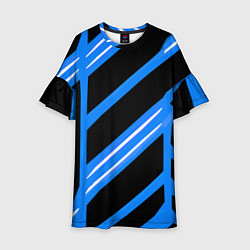 Детское платье Black and white stripes on a blue background