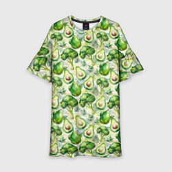 Платье клеш для девочки Авокадо и брокколи, цвет: 3D-принт