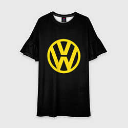 Платье клеш для девочки Volkswagen logo yellow, цвет: 3D-принт