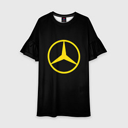 Платье клеш для девочки Mercedes logo yello, цвет: 3D-принт