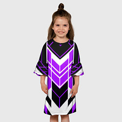 Платье клеш для девочки Purple and black stripes on a white background, цвет: 3D-принт — фото 2