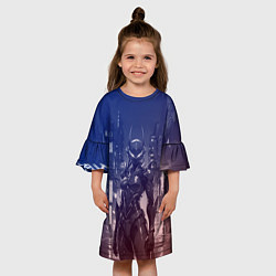 Платье клеш для девочки Девушка-киборг в футуристичной броне, цвет: 3D-принт — фото 2