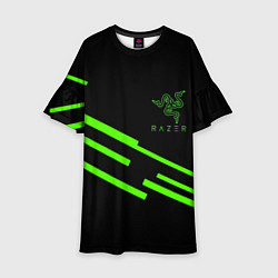 Платье клеш для девочки Razer line green, цвет: 3D-принт