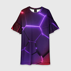 Детское платье Красно-фиолетовые неоновые плиты в разломе