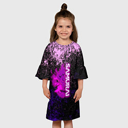 Платье клеш для девочки Samurai neon logo краски, цвет: 3D-принт — фото 2