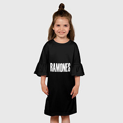 Платье клеш для девочки Ramones white logo, цвет: 3D-принт — фото 2