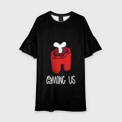 Платье клеш для девочки Among us logo red, цвет: 3D-принт