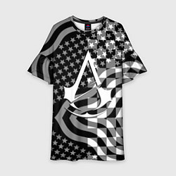 Платье клеш для девочки Assassins Creed logo game usa, цвет: 3D-принт