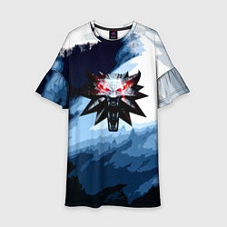 Платье клеш для девочки Ведьмак лого волк, цвет: 3D-принт