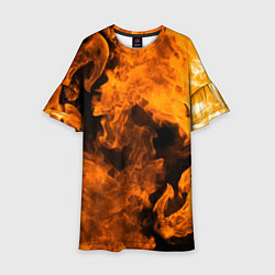 Платье клеш для девочки Оранжевый огонь, цвет: 3D-принт