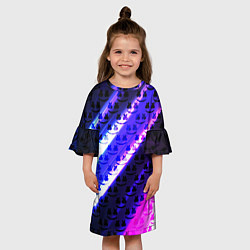 Платье клеш для девочки Marshmello неоновый паттерн, цвет: 3D-принт — фото 2