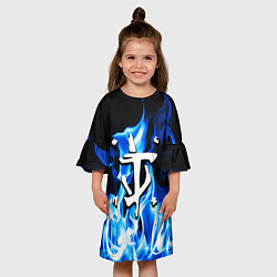 Платье клеш для девочки Doom fire знак, цвет: 3D-принт — фото 2