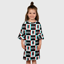 Платье клеш для девочки BTS glitch pattern, цвет: 3D-принт — фото 2